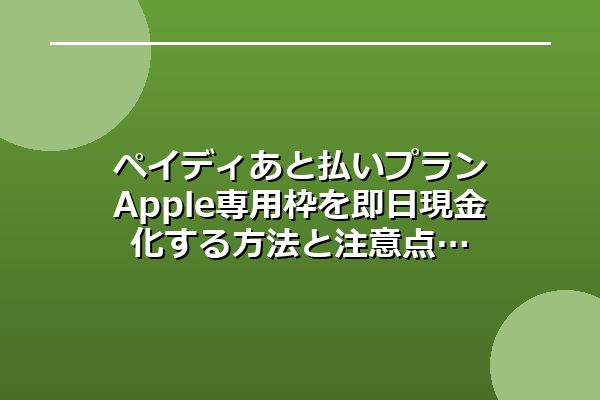 ペイディあと払いプランApple専用枠を即日現金化する方法と注意点