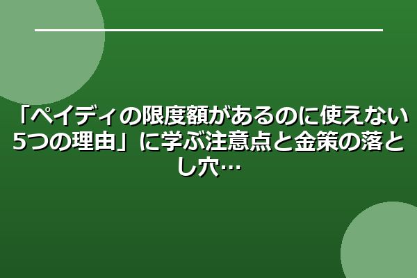 「ペイディの限度額があるのに使えない5つの理由」に学ぶ注意点と金策の落とし穴