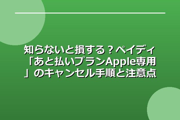 知らないと損する？ペイディ「あと払いプランApple専用」のキャンセル手順と注意点
